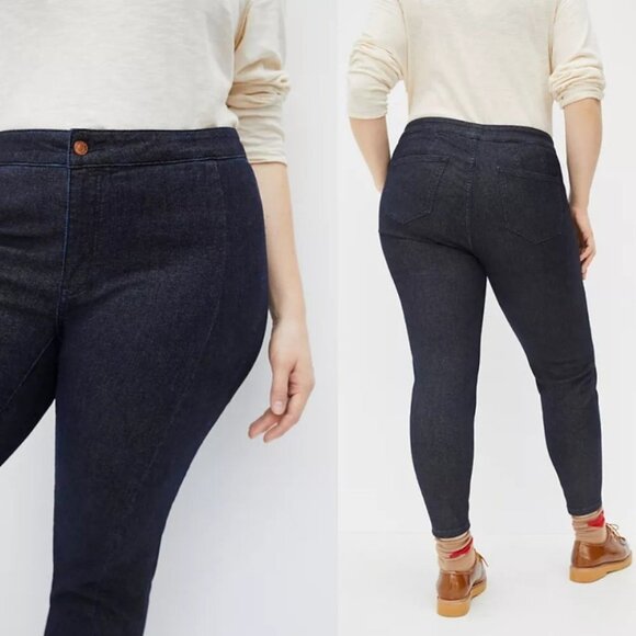 Anthropologie Pilcro Size 32 Tall High Rise Denim Leggings Shimmer Blue Glitter - Picture 15 of 15